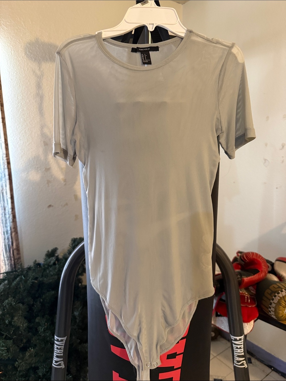 Forever 21 Light Sage Short Sleeve Bodysuit